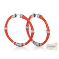 Lauren G. Adams Bamboo Hoop Earrings (Hot Red & Silver)